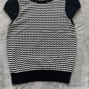 Anthropologie Black and Cream Knit Sweater